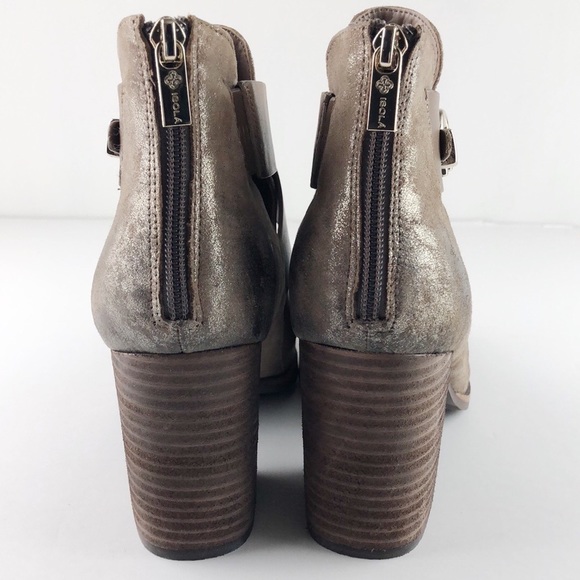 Isola Anthracite Metallic Suede Ankle Booties 10M - Picture 6 of 9